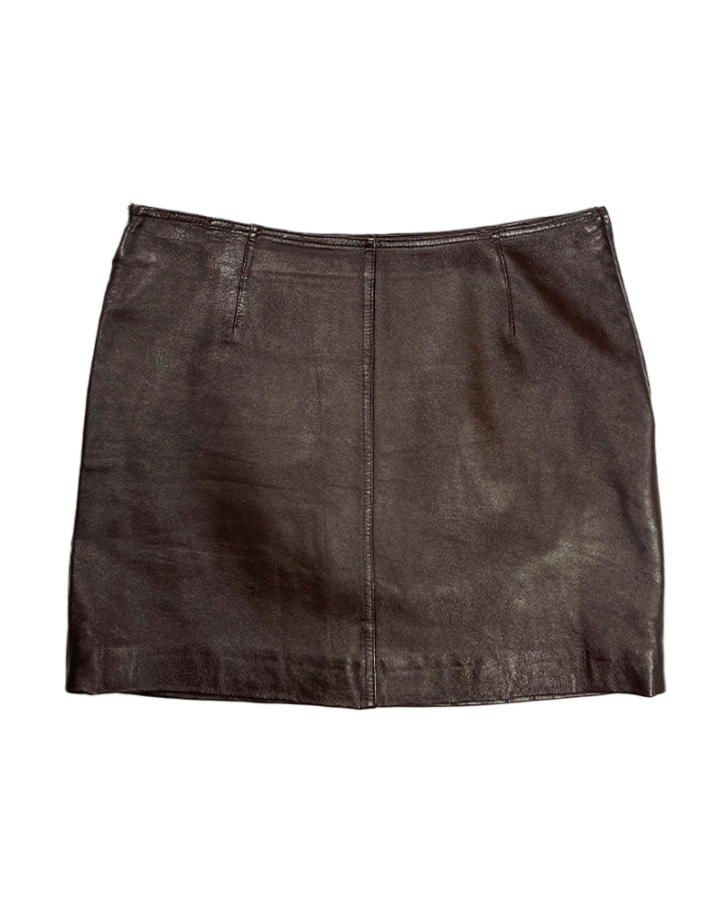 Brown Cowboy Leather Skirt - Main