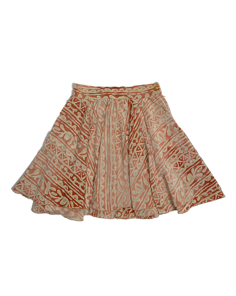 Coral Graphic Paint Flared Mini Skirt - Main