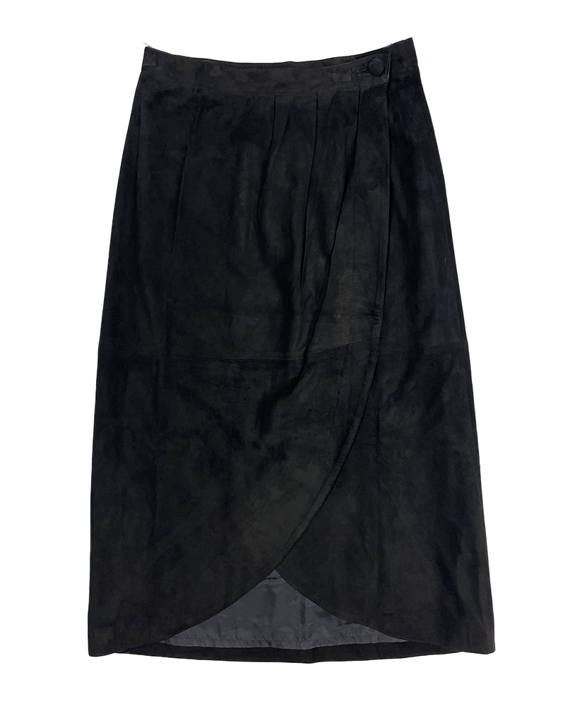 Black Midi Leather Skirt - Main