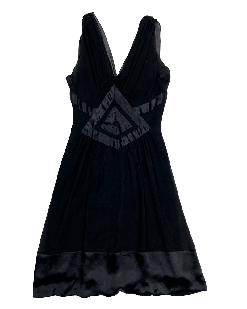 Black Triangle Silk Mini Dress - Main