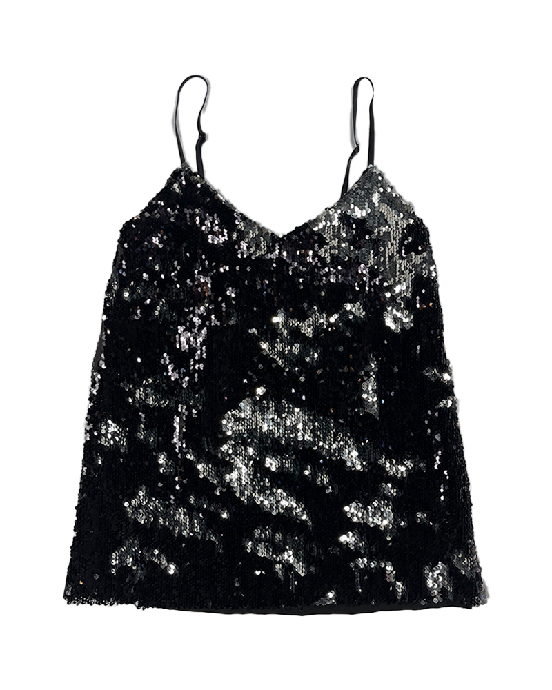 Black and Silver Sequins Top - Main