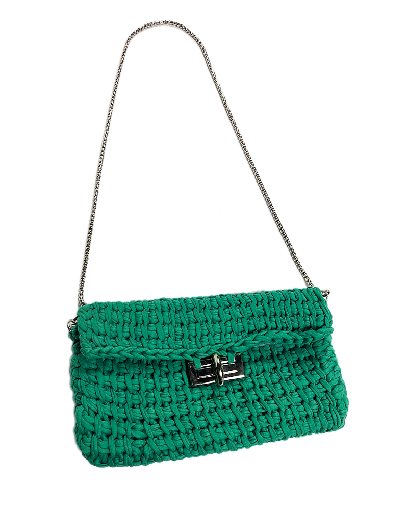 Handmade Bright Green Knit Bag - Main
