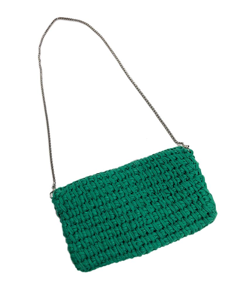 Handmade Bright Green Knit Bag - Detailed view