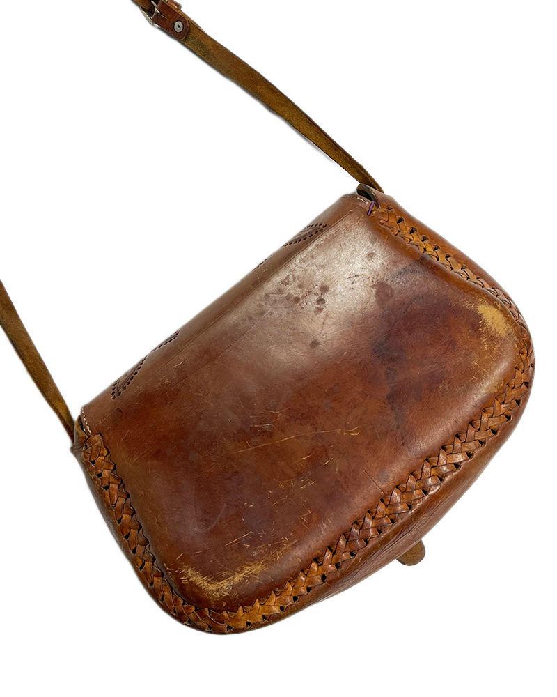 Vintage Brown Boho Leather Bag - Detailed view