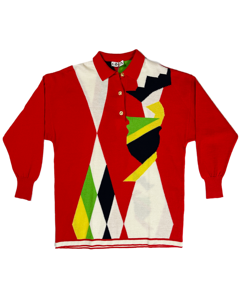 Graphic Student Polo Wool Sweater - Main