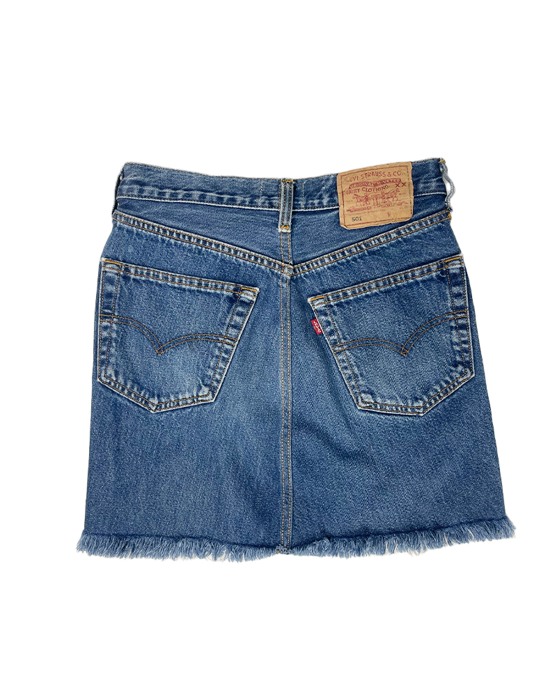 Destroyed Upcycled Levis Denim Skirt - Detailed view