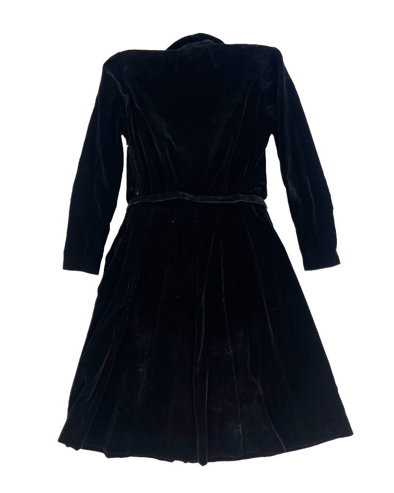 Vintage Black Cherry Velvet Dress - Detailed view