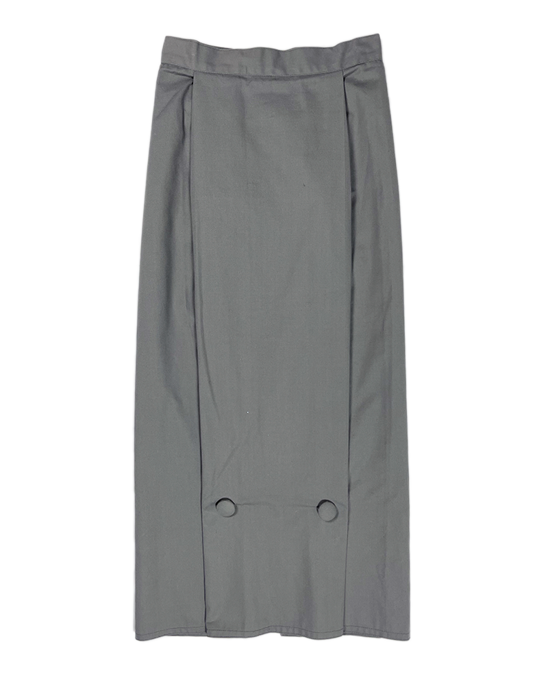 Grey Modern Buttons Midi Skirt - Main