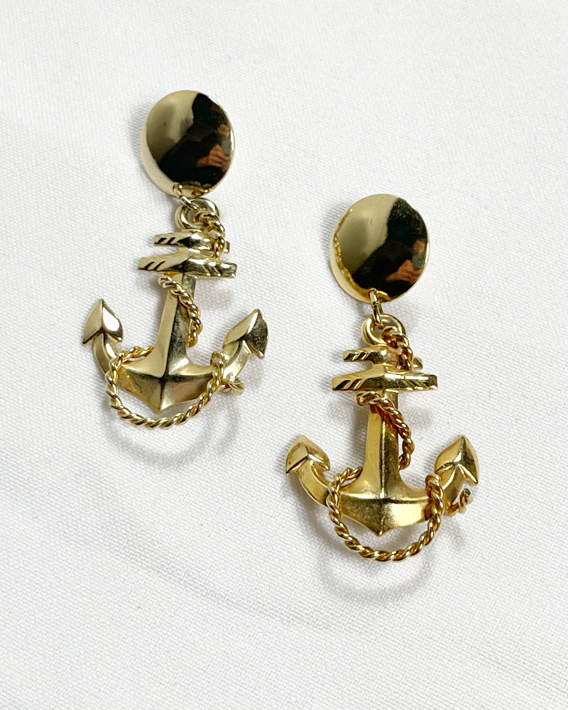 Golden Anchor Earrings - Main