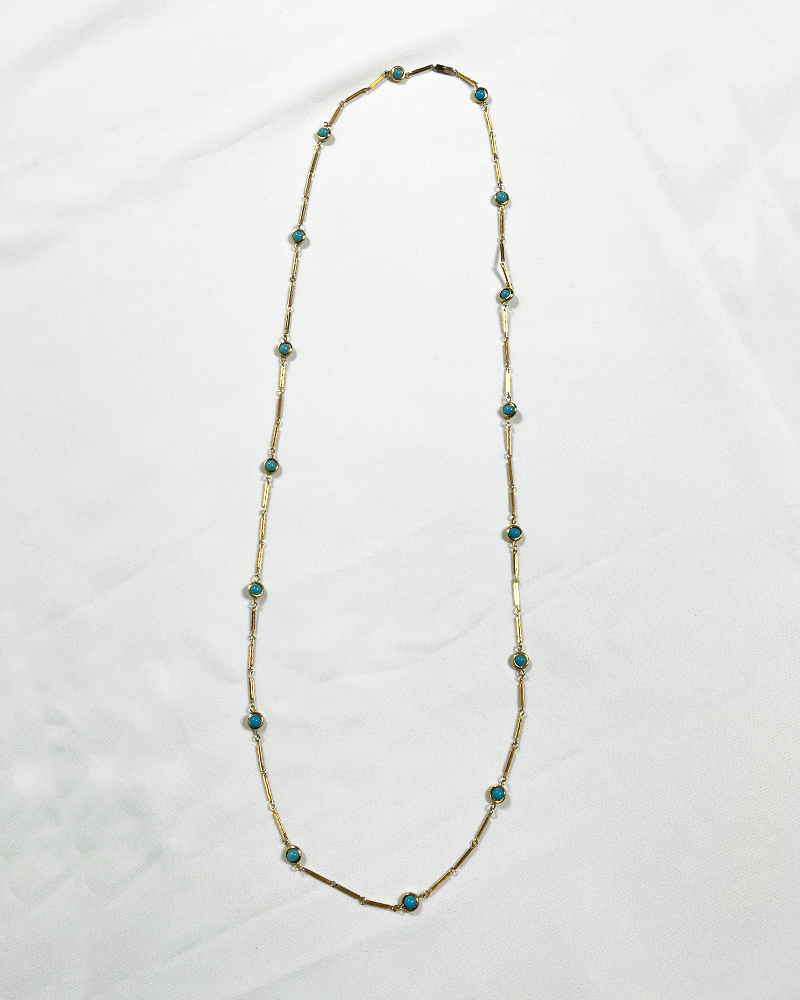 Turquoise Golden Chain Necklace - Main