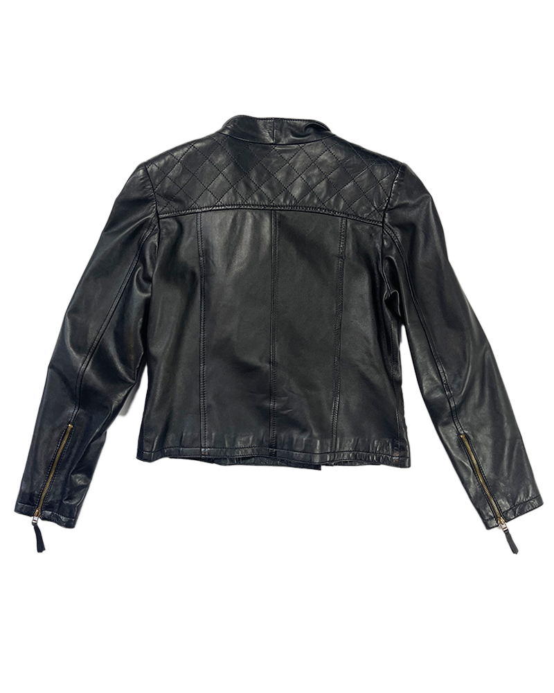 Perfectto Black Leather Jacket - Detailed view