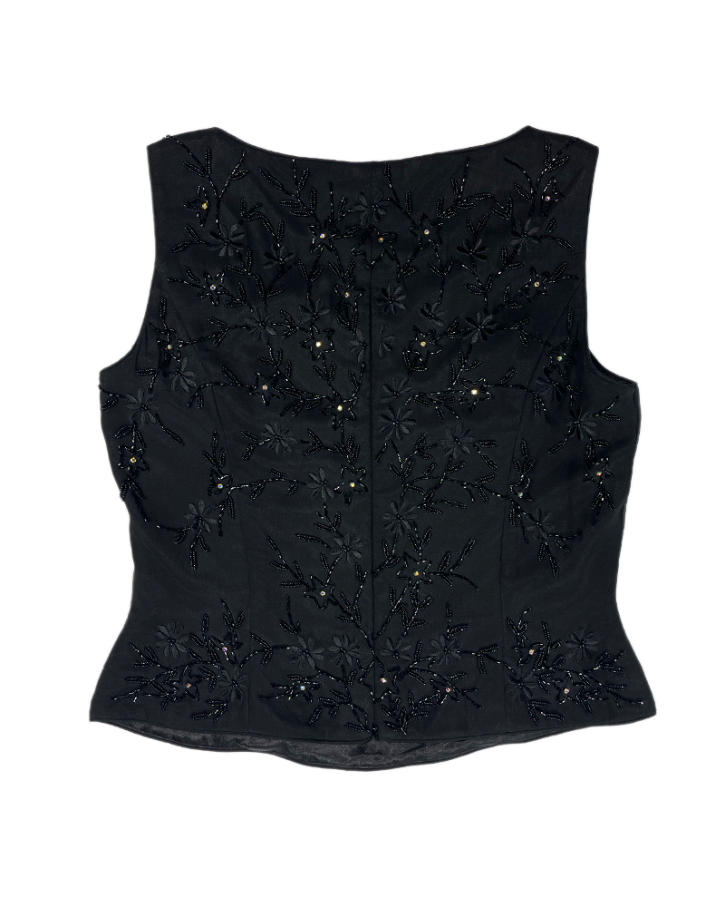Flower Party Black Embellished Top - Detailed view