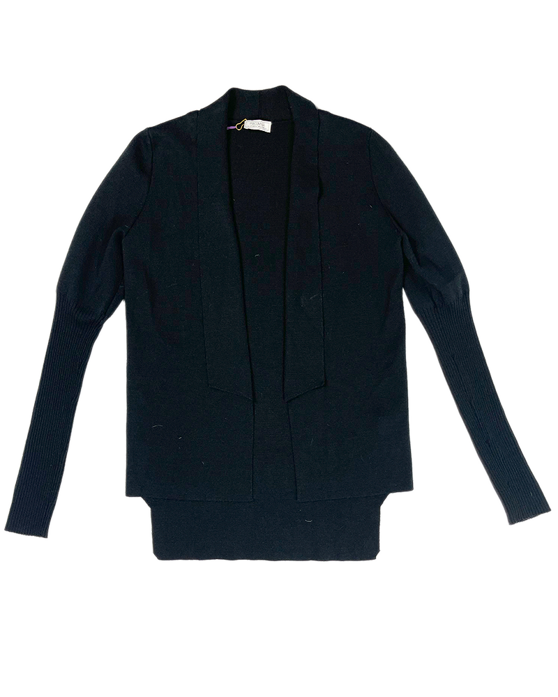 Minimal Open Black Wool Cardigan - Main